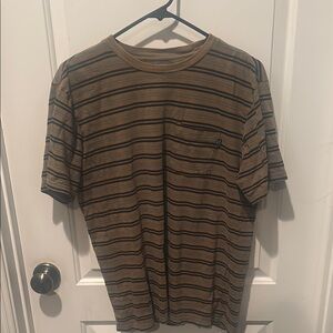 Brown and Black Striped Short Sleeve Tee